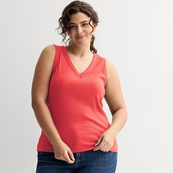 Plus Size Sonoma Goods For Life® Ribbed V-Neck Tank Top