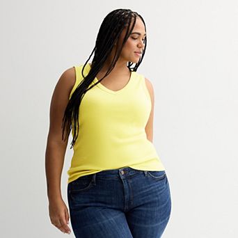 Plus Size Sonoma Goods For Life® Ribbed V-Neck Tank Top