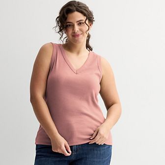 Plus Size Sonoma Goods For Life® Ribbed V-Neck Tank Top