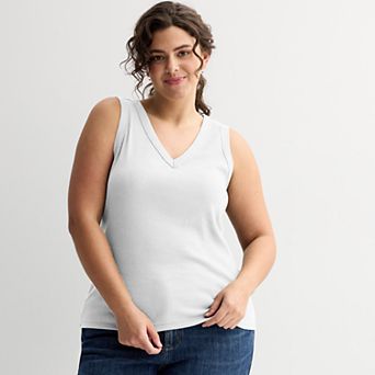 Plus Size Sonoma Goods For Life® Ribbed V-Neck Tank Top