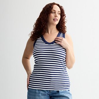 Plus Size Sonoma Goods For Life® Ribbed V-Neck Tank Top