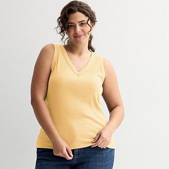 Plus Size Sonoma Goods For Life® Ribbed V-Neck Tank Top