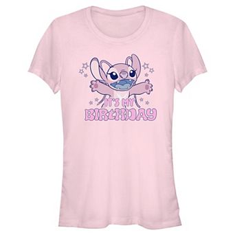 Disney's Lilo & Stitch Angel It's My Birthday Juniors' Fitted Graphic Tee
