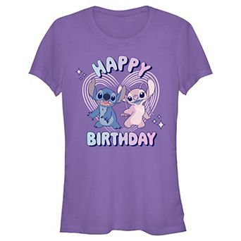 Disney's Lilo & Stitch Happy Birthday Sitch And Angel Juniors' Fitted Graphic Tee