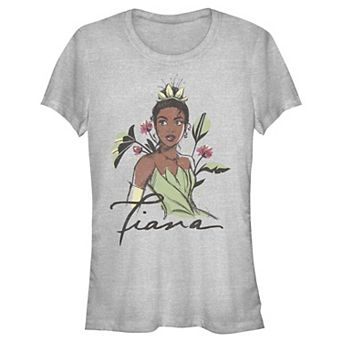 Disney's The Princess And The Frog Tiana's Floral Portrait Juniors' Fitted Graphic Tee
