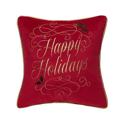C F Home Happy Holidays Swirl Christmas Throw Pillow