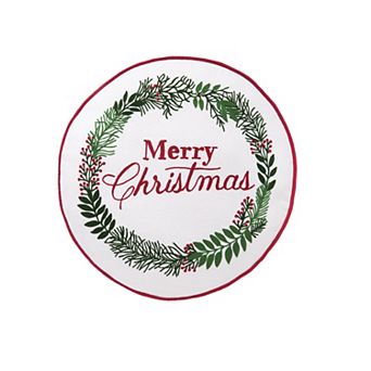 C&F Home Merry Christmas Wreath Round Throw Pillow