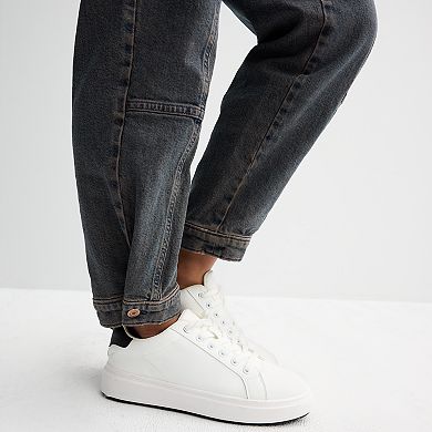 Juniors' SO® Mid-Rise Button Hem Jogger Jeans