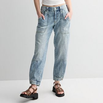 Juniors' SO® Mid-Rise Button Hem Jogger Jeans