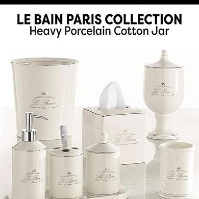 Le Bain Paris Collection Heavy Porcelain Cotton Jar