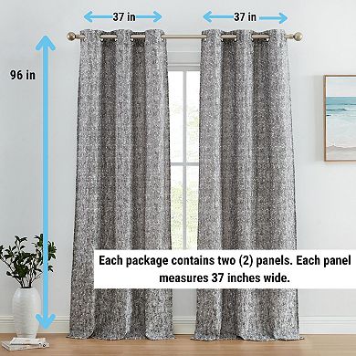 HLC.me Avalon Jacquard Slub Texture - Privacy Curtains With Grommet Window Curtains Panels, Pair