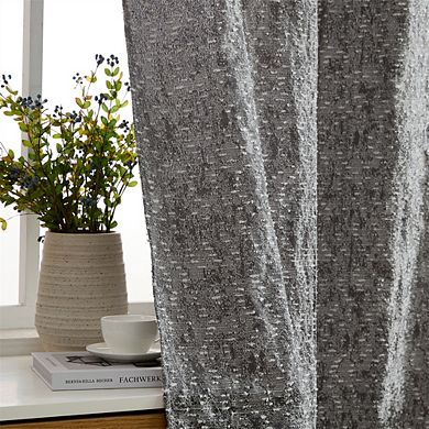 HLC.me Avalon Jacquard Slub Texture - Privacy Curtains With Grommet Window Curtains Panels, Pair