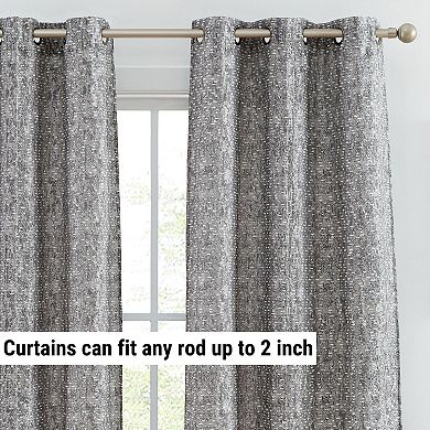 HLC.me Avalon Jacquard Slub Texture - Privacy Curtains With Grommet Window Curtains Panels, Pair