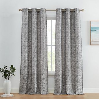 HLC.me Avalon Jacquard Slub Texture - Privacy Curtains With Grommet Window Curtains Panels, Pair