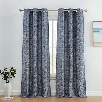 HLC.me Avalon Jacquard Slub Texture - Privacy Curtains With Grommet Window Curtains Panels, Pair