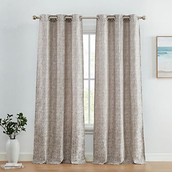 HLC.me Avalon Jacquard Slub Texture - Privacy Curtains With Grommet Window Curtains Panels, Pair
