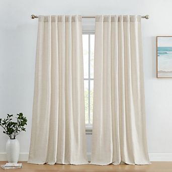 HLC.me Easton Jacquard Texture - Privacy Curtains Back Tab Rod Pocket Wndow Curtains Panels, Pair