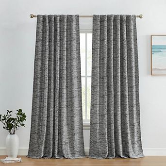 HLC.me Easton Jacquard Texture - Privacy Curtains Back Tab Rod Pocket Wndow Curtains Panels, Pair