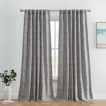 HLC.me Easton Jacquard Texture - Privacy Curtains Back Tab Rod Pocket Wndow Curtains Panels, Pair
