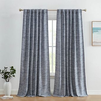 HLC.me Easton Jacquard Texture - Privacy Curtains Back Tab Rod Pocket Wndow Curtains Panels, Pair