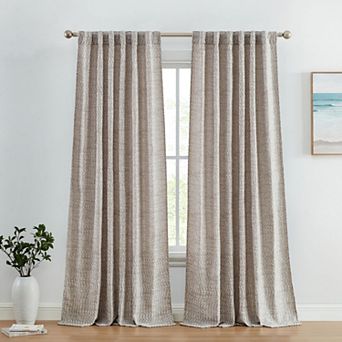 HLC.me Easton Jacquard Texture - Privacy Curtains Back Tab Rod Pocket Wndow Curtains Panels, Pair