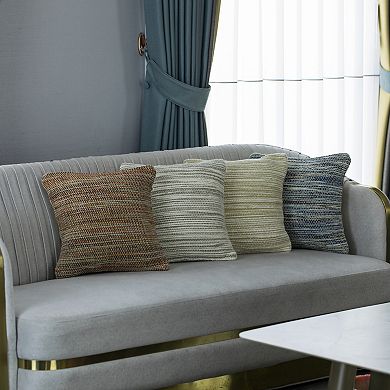 Handwoven Wool & Cotton Throw Pillow Cover with Woven Knit Texture - Beige without Filler