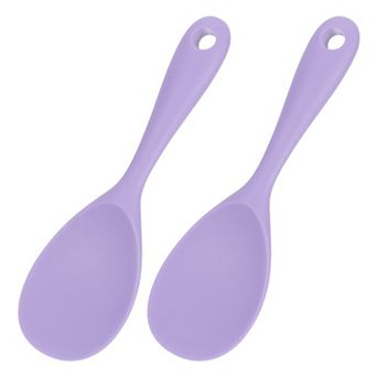 2 Pack Rice Paddle, Silicone Rice Spoon Non Stick Rice Spatula Heat Resistant Rice Cooker Spoon