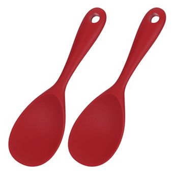2 Pack Rice Paddle, Silicone Rice Spoon Non Stick Rice Spatula Heat Resistant Rice Cooker Spoon