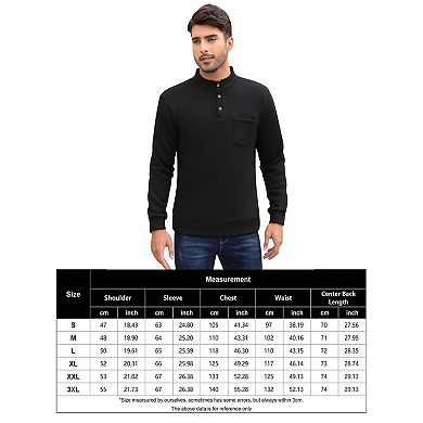 Men's Casual Henley Pullover Sweater Slim Fit Knitted Thermal Fleece Polo Sweatshirt