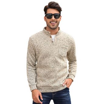 Men's Casual Henley Pullover Sweater Slim Fit Knitted Thermal Fleece Polo Sweatshirt