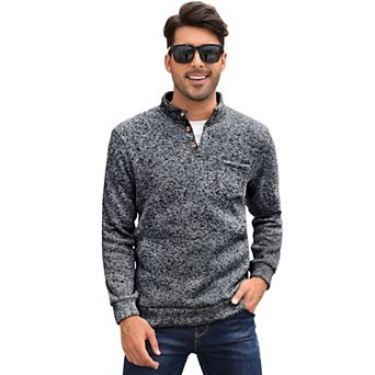 Men's Casual Henley Pullover Sweater Slim Fit Knitted Thermal Fleece Polo Sweatshirt