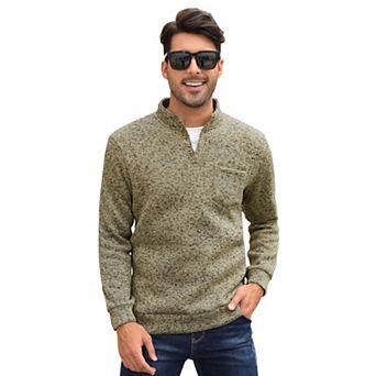 Men's Casual Henley Pullover Sweater Slim Fit Knitted Thermal Fleece Polo Sweatshirt