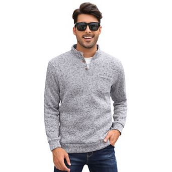 Men's Casual Henley Pullover Sweater Slim Fit Knitted Thermal Fleece Polo Sweatshirt