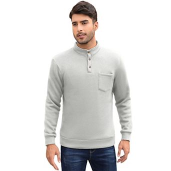 Men's Casual Henley Pullover Sweater Slim Fit Knitted Thermal Fleece Polo Sweatshirt