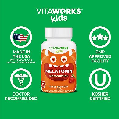 VitaWorks® Kids Melatonin 1 mg Chewable Chewable Tablets - Sleep Support - 120 Chewables