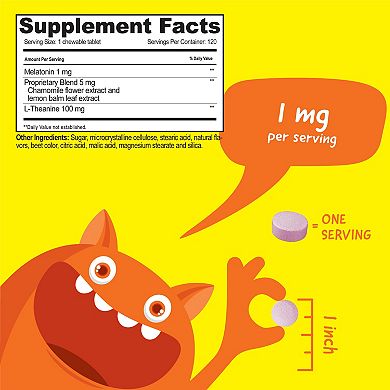 VitaWorks® Kids Melatonin 1 mg Chewable Chewable Tablets - Sleep Support - 120 Chewables