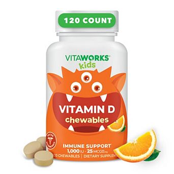 VitaWorks® Kids Vitamin D 1,000 IU Chewable Tablets - Bone Health And Immune - 120 Chewables