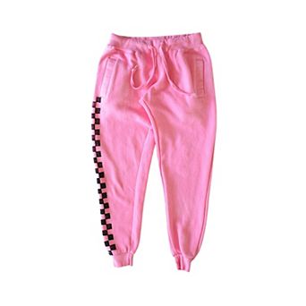 Women’s Garment Dyed Joggers in Pink Checkerboard