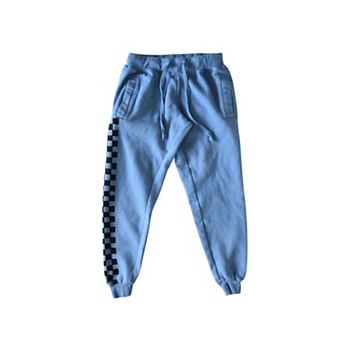 Unisex Garment Dyed Joggers in Blue Checkerboard