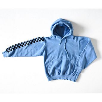 Women’s Garment Dyed Hoodie in Blue Checkerboard