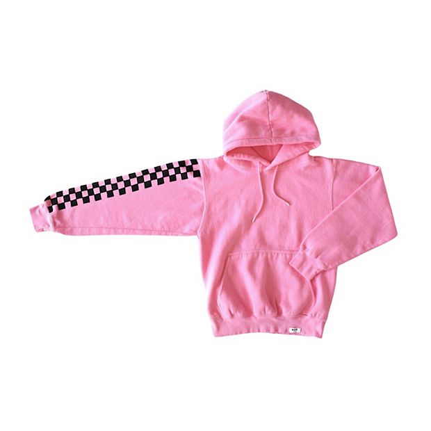 Women s Garment Dyed Hoodie in Pink Checkerboard