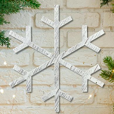Rustic Farmhouse 18 in. Reclaimed Wood Snowflake, Indoor/outdoor Holiday Decor