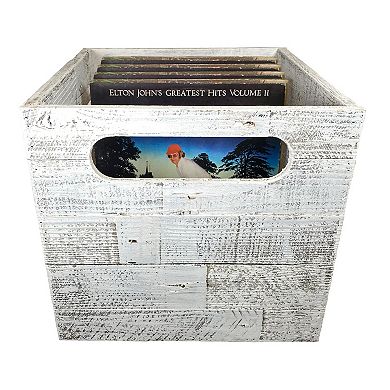 Rustic Farmhouse Reclaimed Wood Vinyl Record Organizing Storage Crate