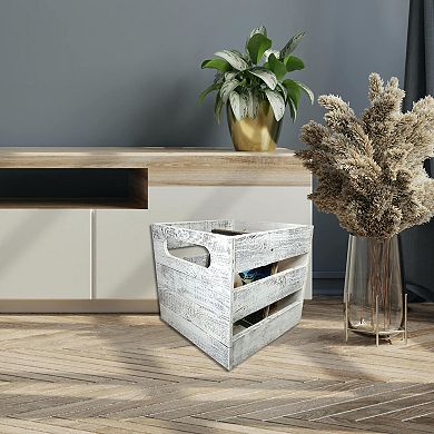 Rustic Farmhouse Reclaimed Wood Vinyl Record Organizing Storage Crate
