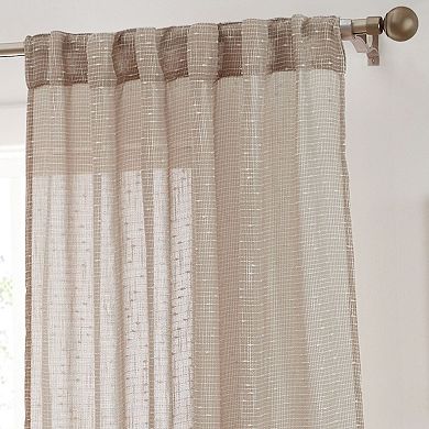 HLC.me Emily Faux Linen Semi Sheer Rod Pocket Back Tab Lightweight Wide Window Curtains, 2 Panels