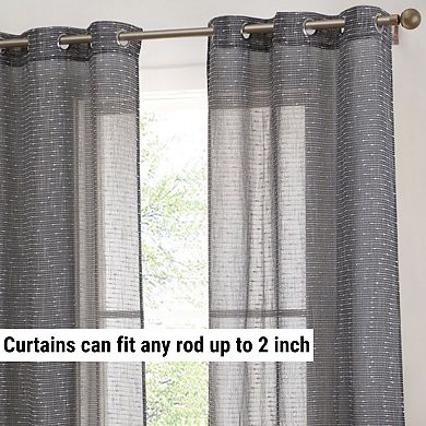 HLC.me Emily Faux Linen Semi Sheer Light Filtering Grommet Lightweight Window Curtains, 2 Panels