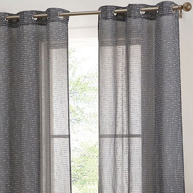 HLC.me Emily Faux Linen Semi Sheer Light Filtering Grommet Lightweight Window Curtains, 2 Panels