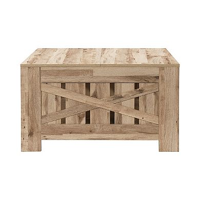 31.5 in. Farmhouse Square Coffee Table with Open Storage for Living Room