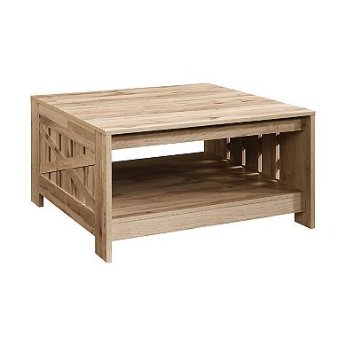 31.5 in. Farmhouse Square Coffee Table with Open Storage for Living Room