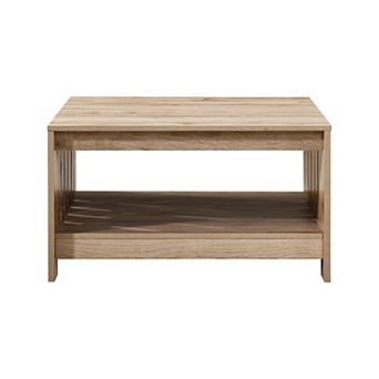 31.5 in Farmhouse Square Coffee Table with Open Storage for Living Room